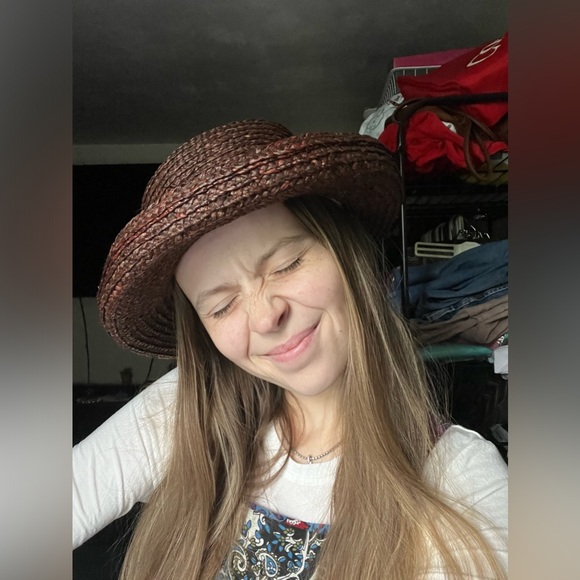 90s Liz Claiborne straw wide brim hat - Picture 2 of 4